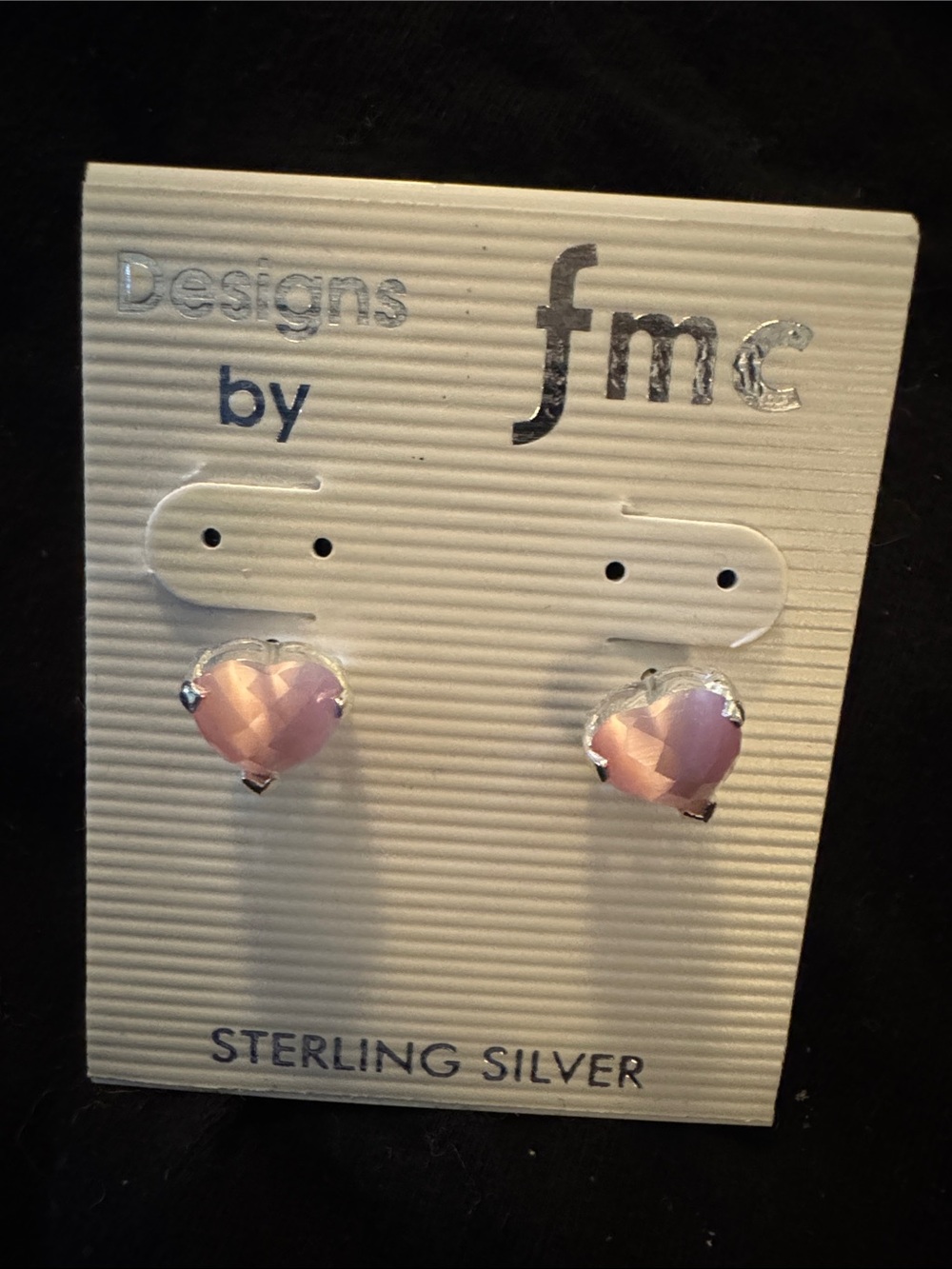 Vintage Fmc Pink Heart Sterling Silver Stud Earrings NWT